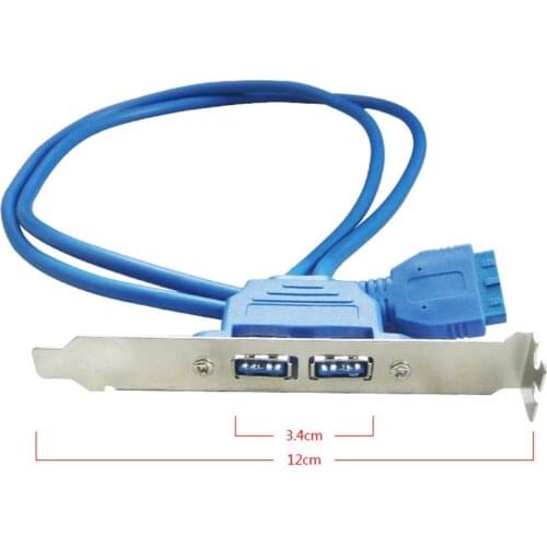 1pc Computer Back Panel Cable 20pin to 2 external USB Cable Size 3.0 Header Full Adapter bracket Back Female Connector Pane Y4P1