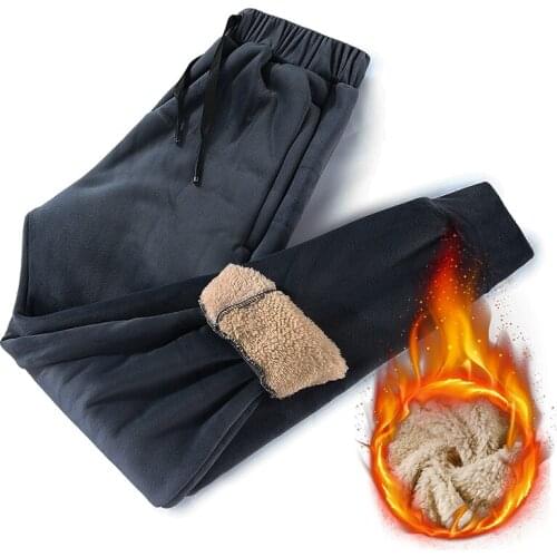 Cashmere Pants Mens Winter Lambskin Cashmere Pants Warm Male Casual Pants Harem Pants Lined Fleece Trousers Autumn Sweatpants