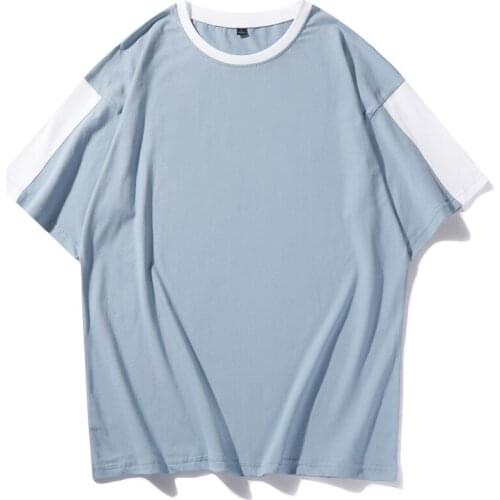 Contrast Colors Trend T-Shirt For Fitness Short Sleeve Loose Type Cotton Oversize Men Women Tops Plus Custom Logos Or Pattern On