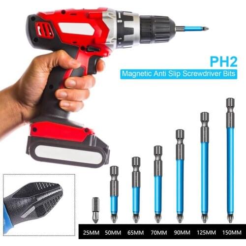 7Pcs Magnetic Anti Slip Screwdriver Bits PH2 Phillips Driver Bit Set Hand Tools Magnetic Screwdriver Drill Bit