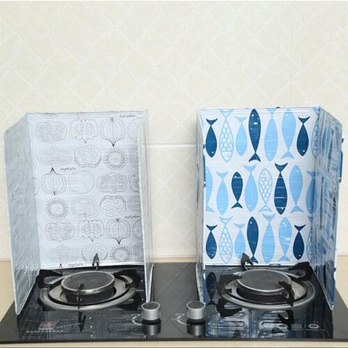 Oil Splash-Proof Baffle Creative Printing Gas Cooker Platform Fried Vegetable Heat-Proof Oil-Proof Baffle Aluminum Foil