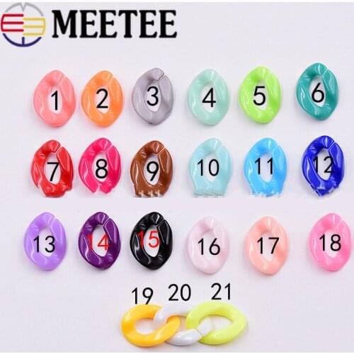 Meetee 100pcs 23*17mm Resin Acrylic Chain Links Charm Color Ring Chains Strap Buckles DIY Bags Pendant Hook Accessories BF444