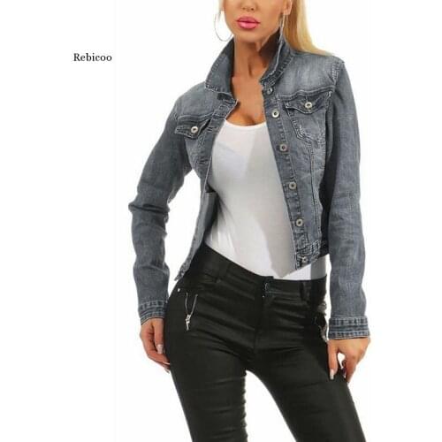 Fashion Faded Wash Jeans Jacket Women Casual Single Breasted Denim Jacket Blue Black Loose Ladies Korean Jacket Brand