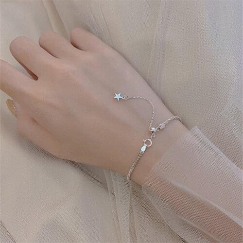 Fashion Bracelets 925 Sterling Silver Star Bead Charm Bracelet & Bangle for Women Girls Wedding Jewelry sl059