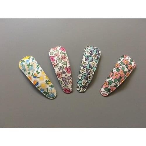 Ins Boutique 24pcs Fashion Cute Floral Snap Clips Solid Flower Print Barrettes Hair Clips Princess Headwear Hair Accessories