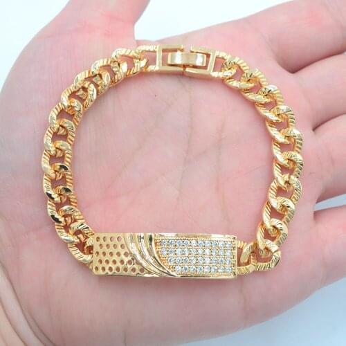 Fashion Jewelry Gold Color Clear CZ Women Link Charm Bracelet