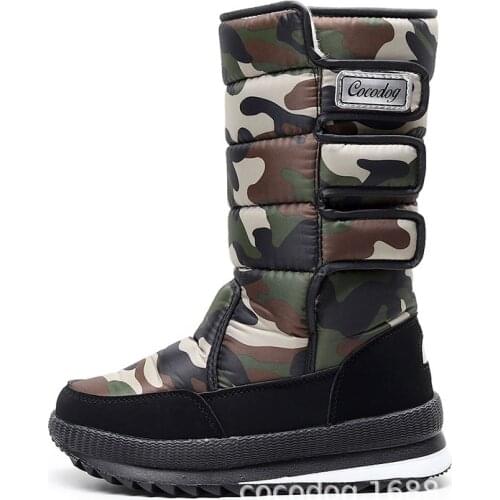 Men Boots Platform Snow Boots for Men Thick Plush Waterproof Slip-resistant outdoor Keep warm Winter Mens Shoes Plus size