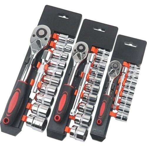 12-piece socket auto repair tool set, quick ratchet wrench set, hexagonal hardware combination tool set