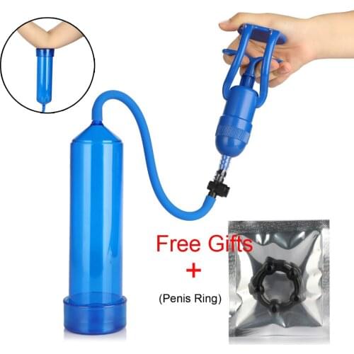 Sex Male Pleasure Vacuum Penis Pump Assist Penis Erection Enlarger Penis Extender Pump with Ring on Penis Sex Toys For Adult Men
