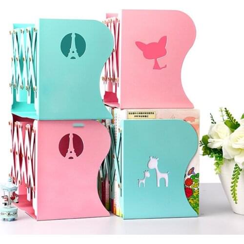 2019 New Cartoon Metal Book Magazine Organizer Bookends Desk Document Books Stand Holder Bookshelf Libro School Stationery