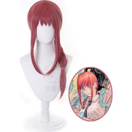 Mangoyoyo Chainsaw Man Makima Cosplay Wigs Red Braided Long Heat Resistant Synthetic Hair Halloween Party Role Play