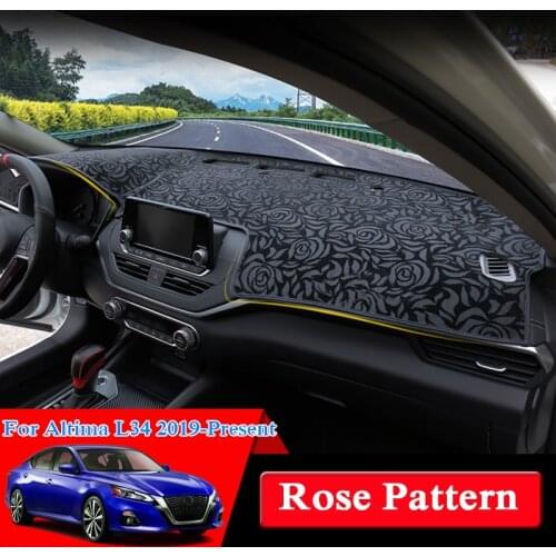 QCBXYYXH For Nissan Altima L34 2019 Rose Pattern Dashboard Mat Protective Interior Photophobism Pad Shade CushionCar Styling