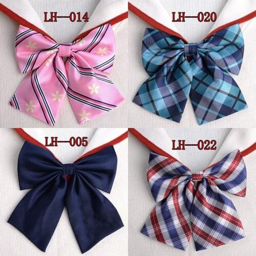 Ricnais Classic Red Blue Students Collar Flower Bow tie Girls Plaid solid Volor Graduation Ceremony Party Bow-knot