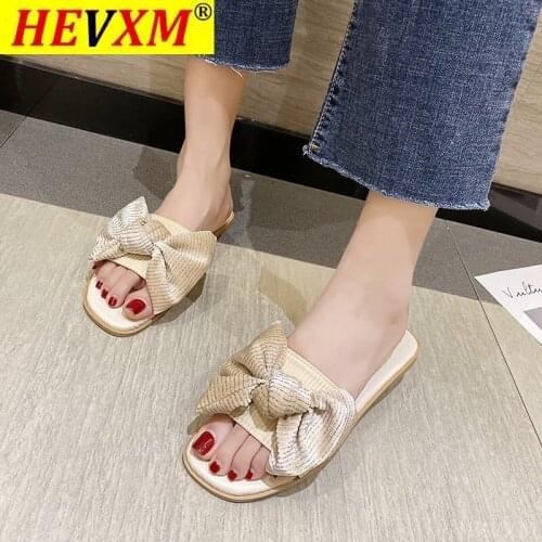 Hot Summer slipper Women Cut Out Ladies Sandals Ladies Bohemia Sandals With Knot high heels Shoe Outdoor Holiday Slides