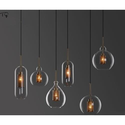 Nordic Designer Simple Luxury Copper Glass Pendant Light Modern Creative Individual Led Hanging Lamp Bar Bedside Restaurant Cafe