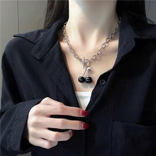 Timlee N054 Temperament Personality Black Cherry Alloy Necklaces Clavicle Chain ,Fashion Jewelry wholesale