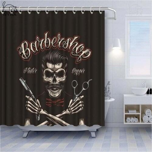 Vintage Hairstyle Bath Curtains Waterproof Polyester Fabric Barber Shop Bathroom Haircut Shave Beard Shower Curtain Screen