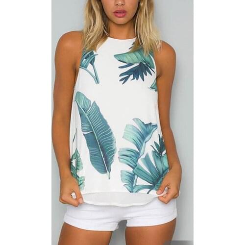 Fashion Leaves Printing O Neck Sleeveless Casual Tops Female Tank Tops Prairie Chic Tank Clothing Women Tank Tops
