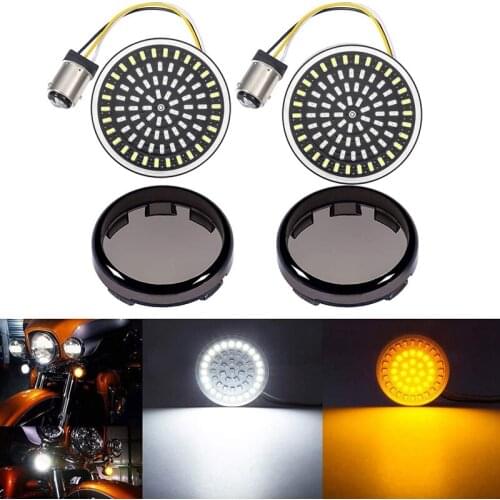 1157 LED SMD Front Rear Turn Signal Light Bulb with Smoke Lens Cover Kit Compatible for 1986-2020 White/Amber