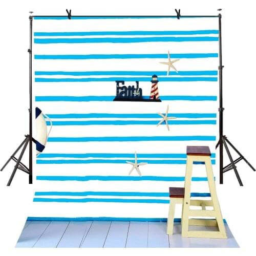 150x220cm Blue and White Stripes Minimalist Backdrop with Childrens Props Background for Children Themed Party Studio Screen