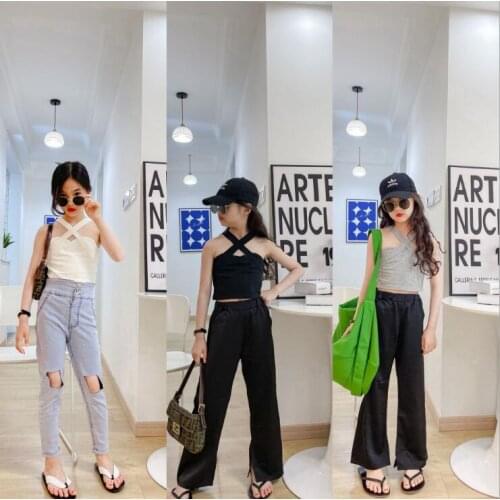 2021 hot sale girls t-shirt cotton summer solid colors fashion girls top 3-8t B261