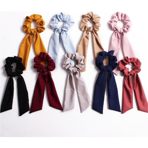 Xugar Hair Accessories Scarf Bowknot Hair Scrunchies Women Solid Cloth Ponytail Holder Headbands Hair Ties Ropes for Girls