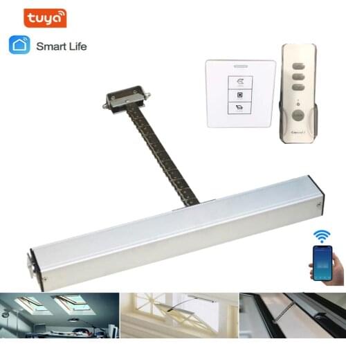 24V Tuya Automatic WIFI Window Actuator Opener With Remote Key 400N Single Chain Electric Greenhouse Home Automation