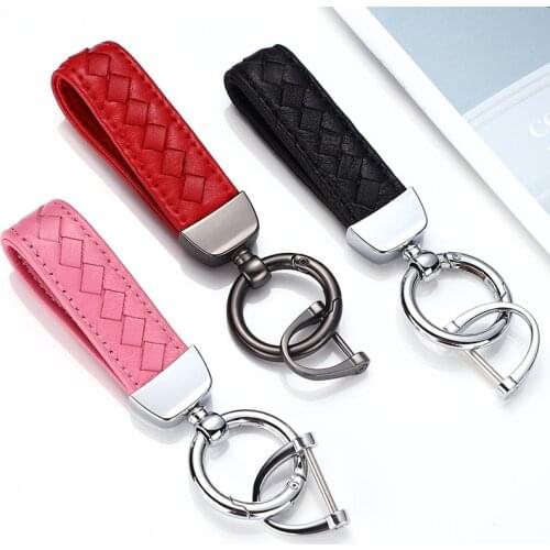 Car Home Keychain First Layer Lambskin Hand Rope Hardware Pendant Men and Women Metal Braided Rope Ornaments
