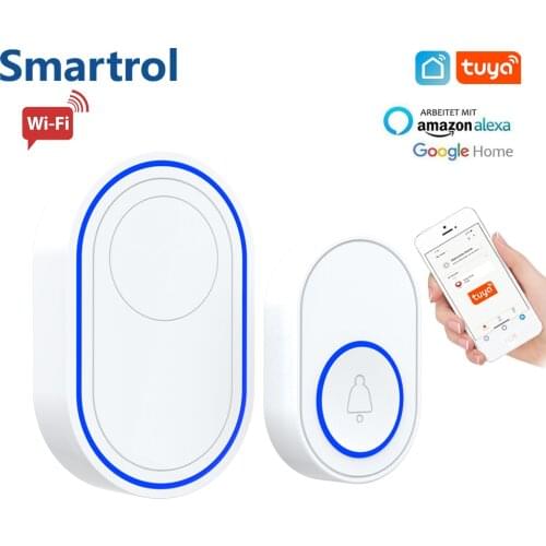 Tuya Smartlife App Wireless Doorbell WiFi Alarm System 58 Sound EU US Plug Doorbell Intelligent Remote Home Alarm System