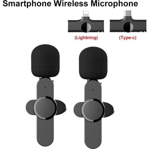 Smartphone Wireless Lavalier Microphone System 2.4G Type -C Lightning Port for Phone PC iPhone ipad Video Recording Wireless Mic