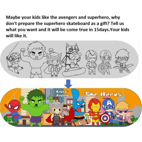 Crazy Ardilla Childrens Teenagers Four wheel Skateboard personal tailor skateboard design only for you