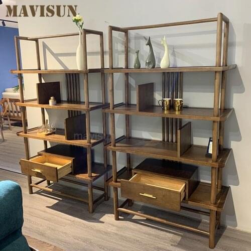 Northern European Solid Wood Study Bookshelf Floor Shelf Simple Modern Bedroom Living Room Bookcase Chinese Shelf Furniture