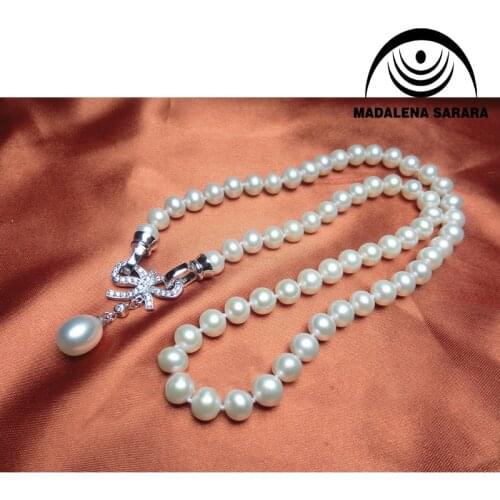 MADALENA SARARA AAA 6-7 mm Freshwater Pearl Necklace Near Round Shape Cultured Natural Pearl Necklace