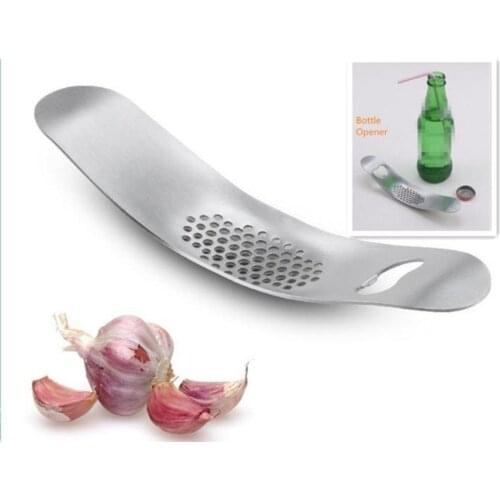 Stainless Steel Garlic Press Grinding Slicer Mincer Metal Multi Ginger Crusher Chopper Cutter Beer Opener Bottle Opener