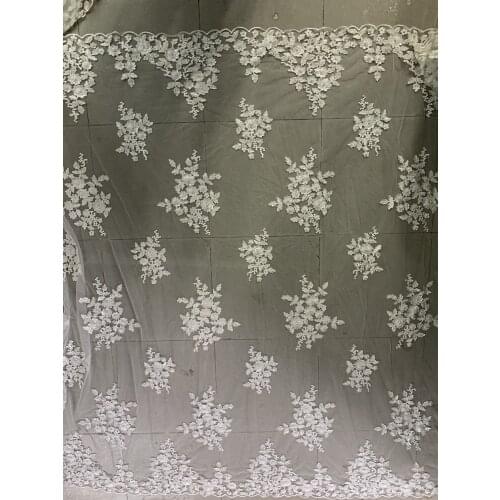 New exquisite white handmade 3D applique bead tulle embroidery, high-quality fabric, suitable for high-end wedding dress skirts