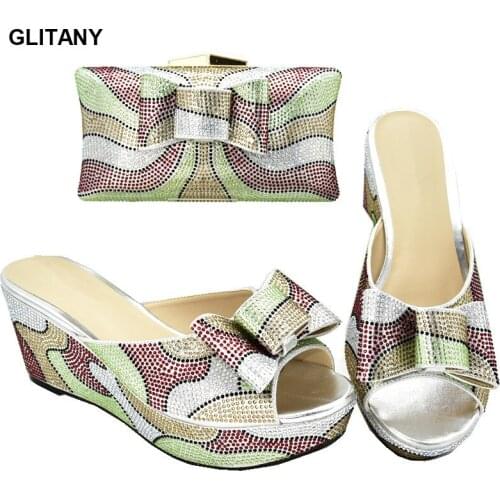 Latest Design Italian Women Wedding Pumps with Purse African Ladies Shoes and Bags Sales In Women Matching Shoes and Bag Set