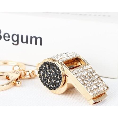 New Fashion Whistle Crystal Rhinestone Charm Pendant Purse Bag Car Key Ring Chain Creative Wedding Party Christmas Gift