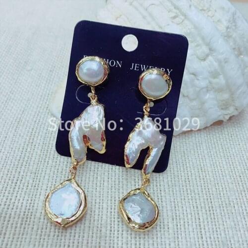 New fashion trend of spring 2018 circular natural pearl irregular Earrings Jewelry