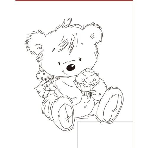 10x8 Bear cub takes ice cream New Transparent Clear Rubber Stamp Sheet Cling Scrapbooking Photo Album PaperCard DIY Craft