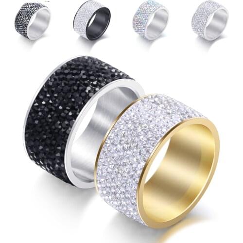 Wholesale 8 row Crystal Rings for Women Austria Crystal Ring Stainless SteelFor Women Wedding Jewelry
