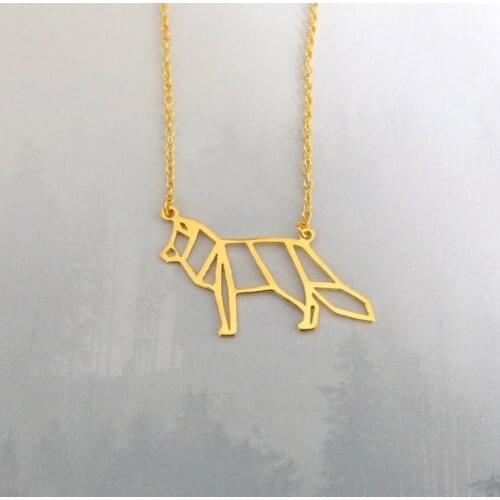 Arctic Fox Origami Necklace, Animal Pendant, Everyday Necklace