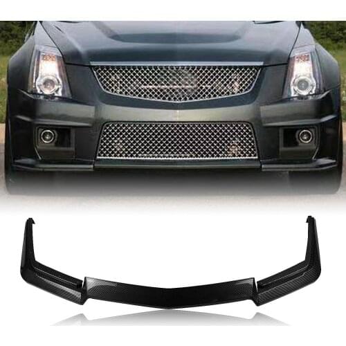 For Cadillac CTS-V 2009-2015 Carbon Fiber Look Car Lower Splitter Chin Cover Grille Guard Trim Blade Front Bumper Spoiler Lip