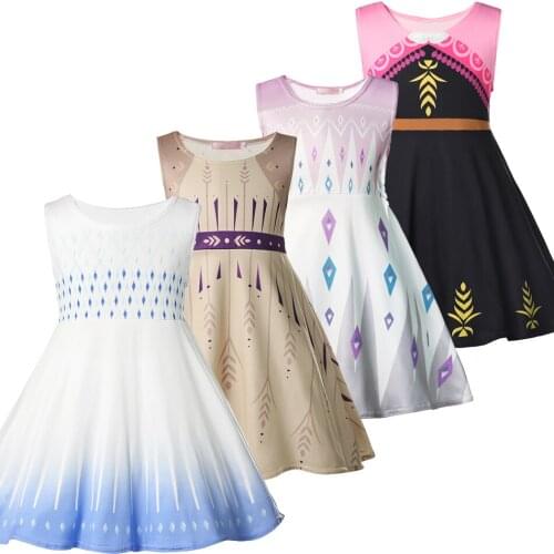 Anna Elsa Dress for Infant Girls Role Play Party Princess Dresses Summer Costume Childrens Clothing Kids Casual Clothing 1-7