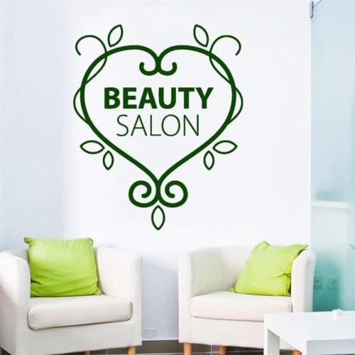 Woman Girls Beauty Salon Logo Pattern Spa Wall Sticker Vinyl Art Removable Poster Mural Fashion Beauty Decoration LY1250