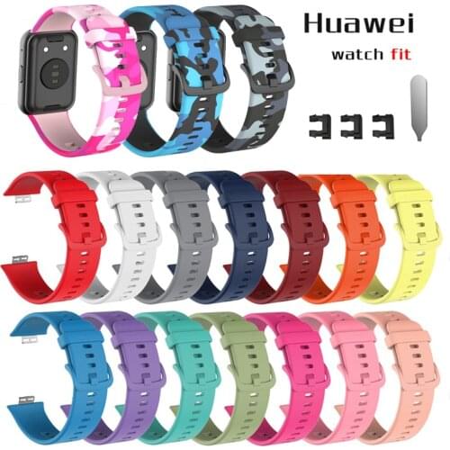 Rubber Strap for Huawei Watch Fit Sport Smart Waterproof Wrist Band Watchband Bracelet Accessories for huawei fit Camouflage