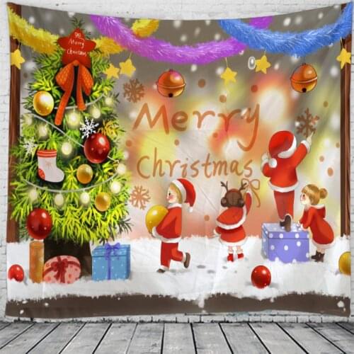 Christmas Claus Holiday Party Wall Tapestry Art Decor Blanket Hanging Bedroom Dorm Decoration Christmas Tree Gift Fireplace
