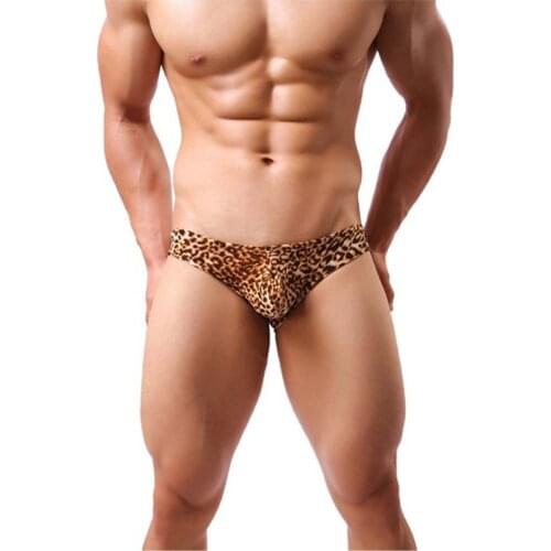 Sexy Underwear Man Leopard Briefs Wicking Underpants Breathable Elastic Erotic Thongs Sexy Moisture Mens Gay Panties Low Rise