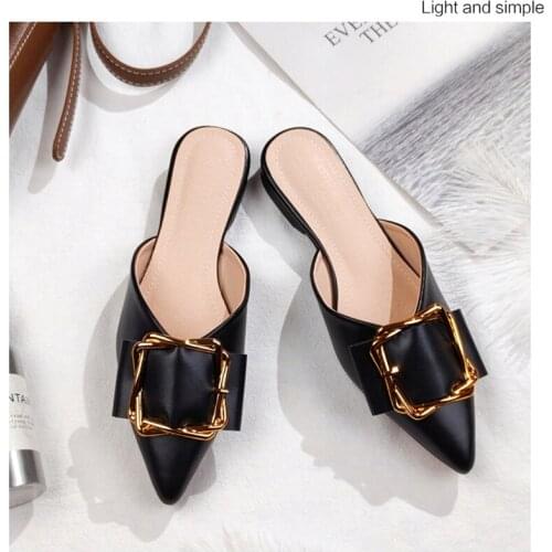 Ladies Summer Low Heels Sandals Fashion Pointed Lazy Slippers Womens Mules Shoes Female Designer Flip Flops Platform Slides Hot