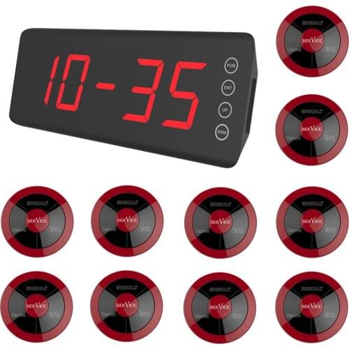 SINGCALL Paging System, Restaurant Pagers,Call Waiter,Three-button Pager, 360 Degree Waterproof Pager, 10 Pagers and 1 Receiver