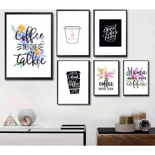 Nordic Decoration Home Posters Canvas Art Watercolor Flower Painting Quotes Posters Hd Print Bedroom Decoration Wall Pictures